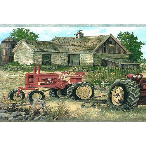 Falkirk Brin 6.8-inch Country Green Beige Red Farm Crops Tractors Border