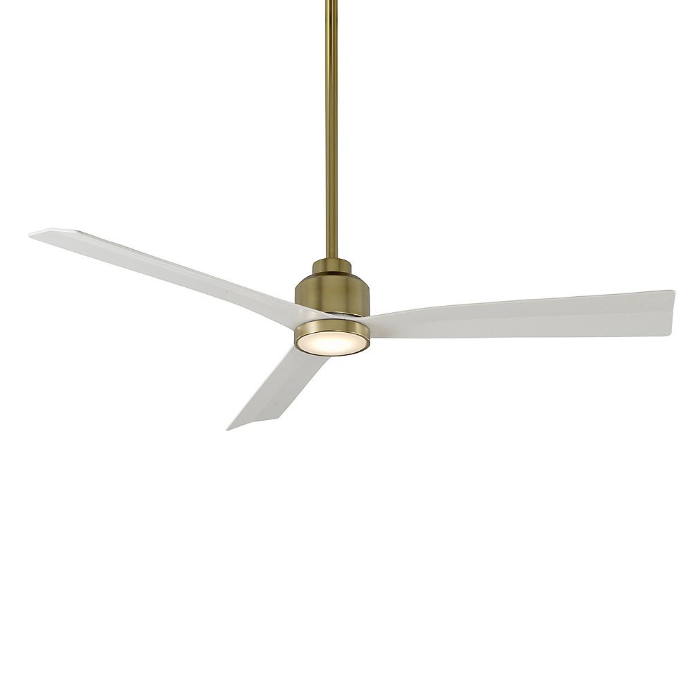 WAC Lighting Clean 54in Brass Matte White 3-Blade Smart Ceiling Fan