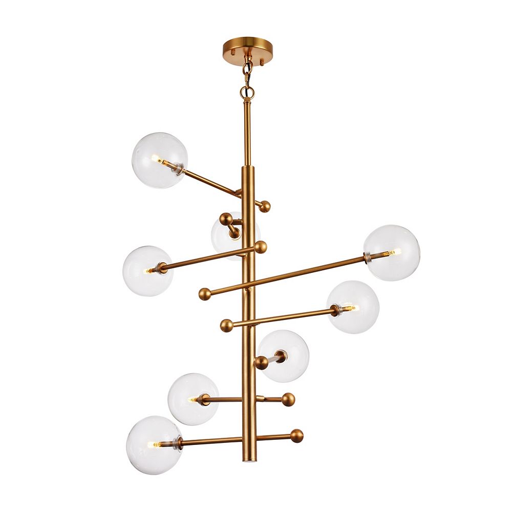 Living Design 8Light Gold Chandelier With Clear Glass Orb Shades The Home Depot Canada