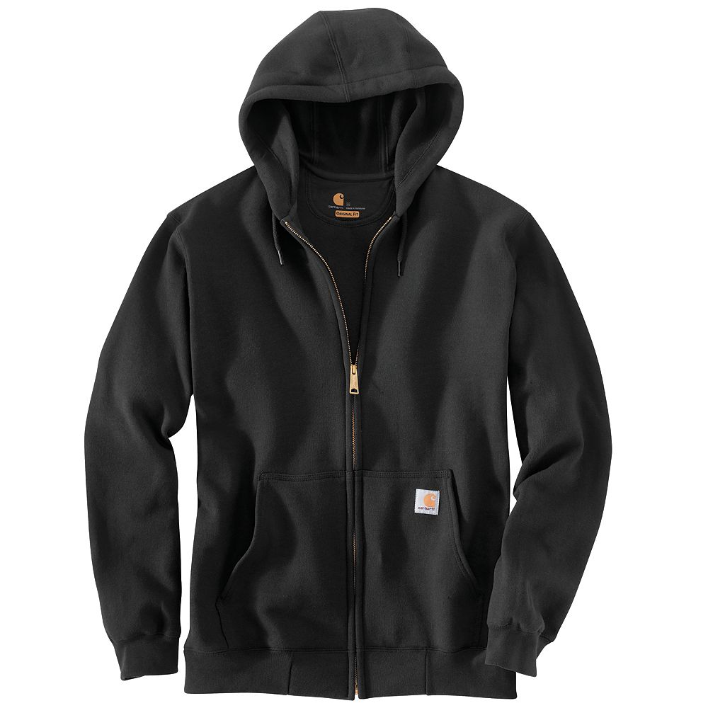 Carhartt Men's MED REG Black Midweight Hooded Zip Front Sweatshirt ...