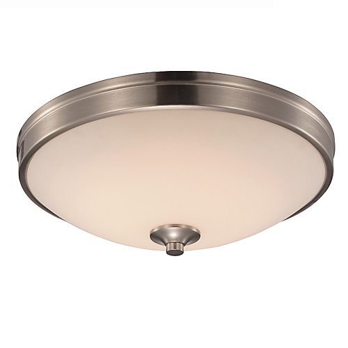 Bel Air Lighting 11 in. 15-Watt Equivalent Brushed Nickel Integrated LED Flush Mount