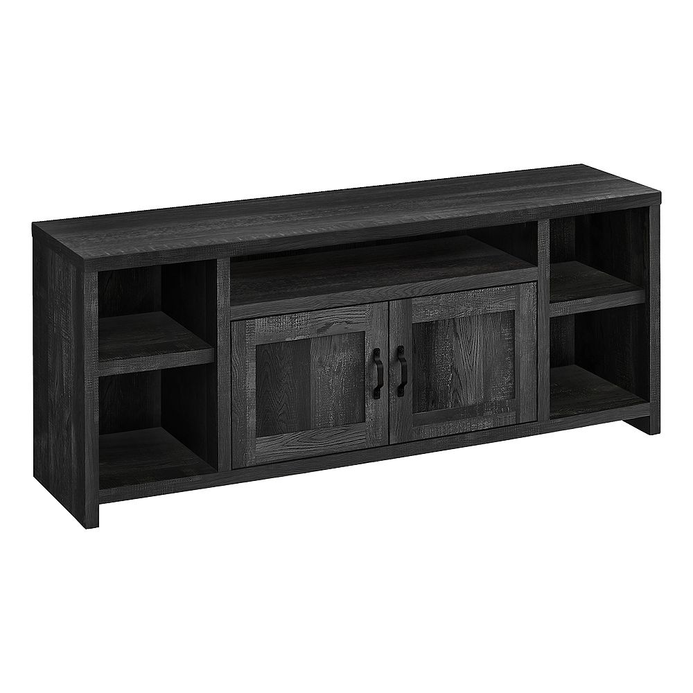 Monarch Specialties Tv Stand 2 Doors 5 Shelves Modern Farmhouse Style 60 L Black The Home Depot Canada