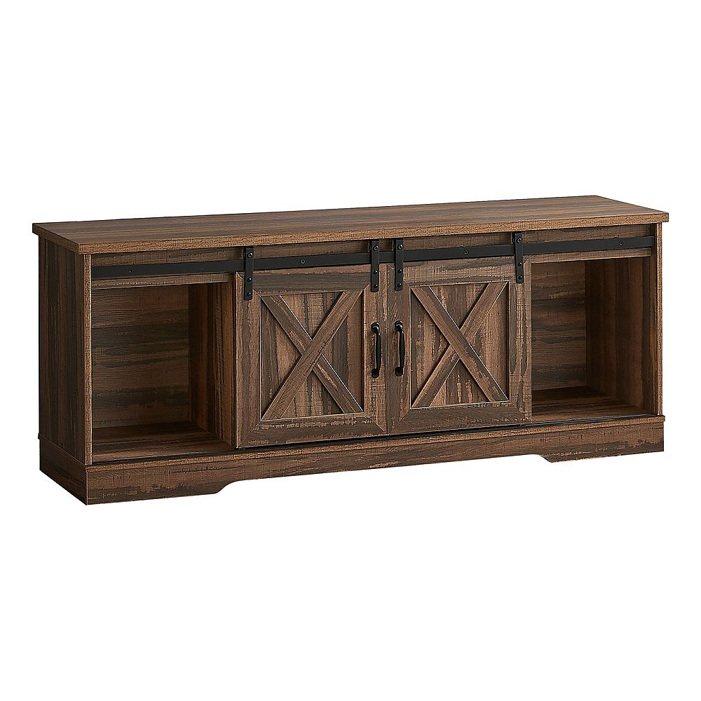 Monarch Specialties Tv Stand 2 Barn Style Sliding Doors 2 Shelves 2 Cabinets 60l The Home Depot Canada