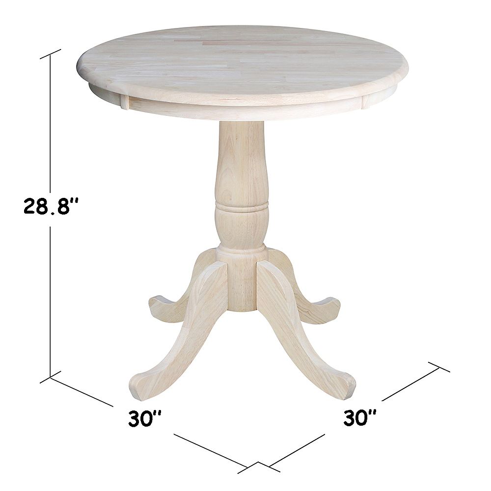 International Concepts Unfinished 30" round top ped table 29.1"h