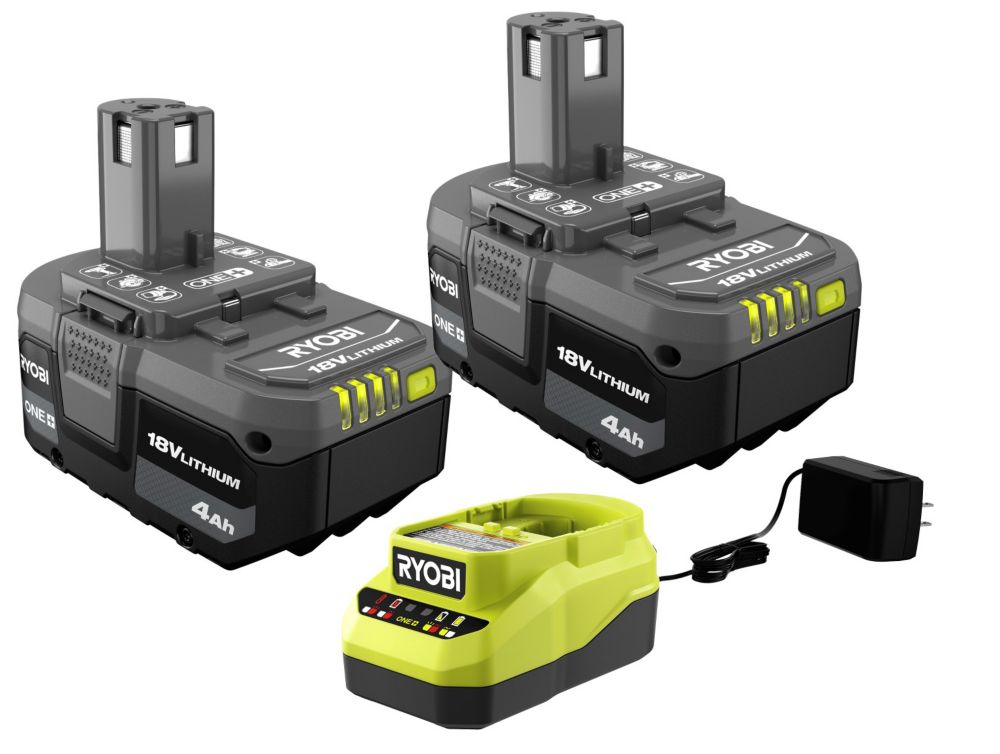 RYOBI 18V ONE+ Lithium-Ion 4.0 Ah Battery (2-Pack) And Charger Kit ...