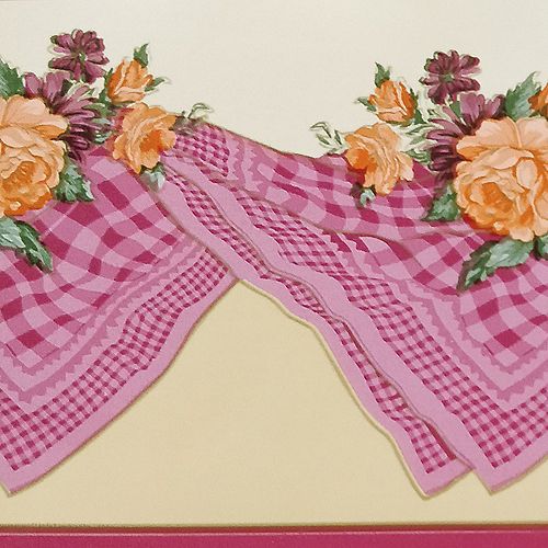 Falkirk McGhee 4-inch Peel and Stick Kitchen Orange Pink Red Table Cloth Roses Border