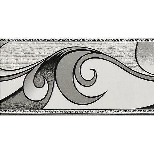 Falkirk McGhee 2-inch Peel and Stick Abstract Grey Scrolls Border