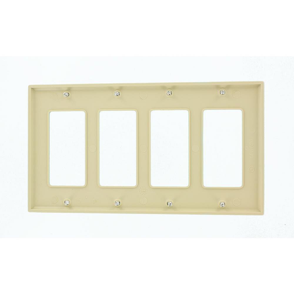 Leviton 4 Gang Decoragfci Device Decora Wallplate Standard Size Thermoplastic Nylon Iv 8451