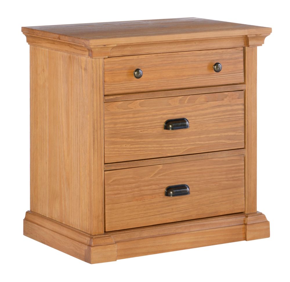 Linon Home Décor Products Wellsley 3 Drawer Nightstand Dark Honey The