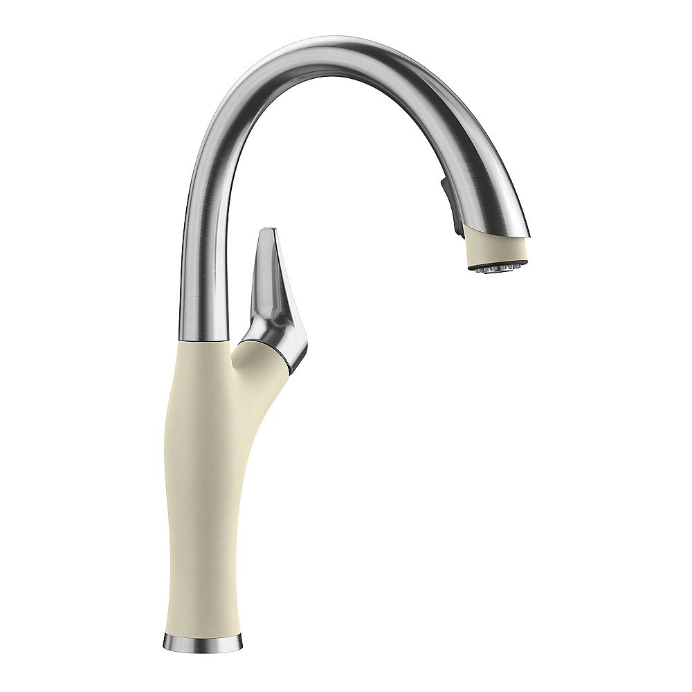 Blanco ARTONA, PullDown Kitchen Faucet, 1.5 GPM Flow Rate (DualSpray), PVD Steel/Biscuit The
