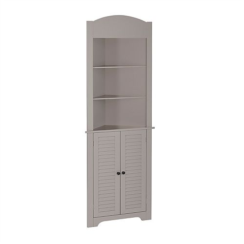 Ellsworth 17.5-inch L x 23.25-inch W x 68.31-inch H x 11.5-inch D Corner Linen Cabinet, Taupe