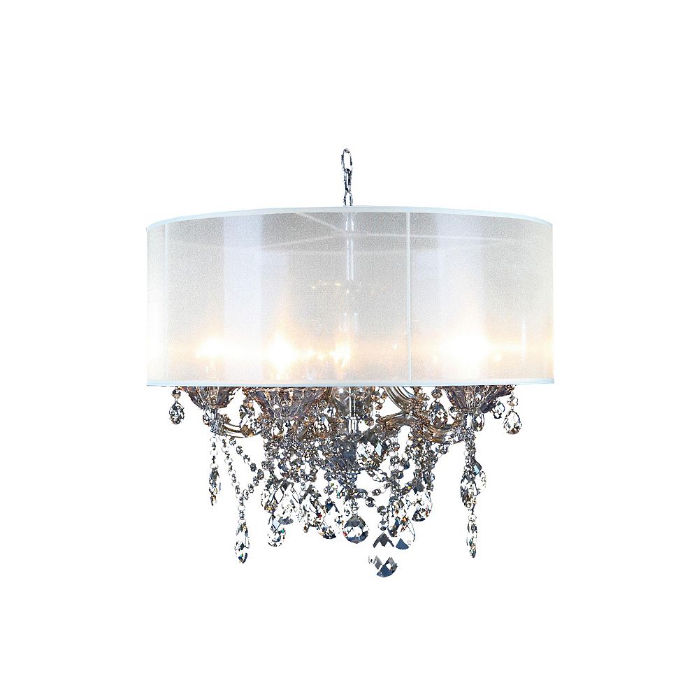 Living Design Lustre Chrome À 5 Lumières Avec AbatJour De Tambour Rond Ambre Home Depot Canada