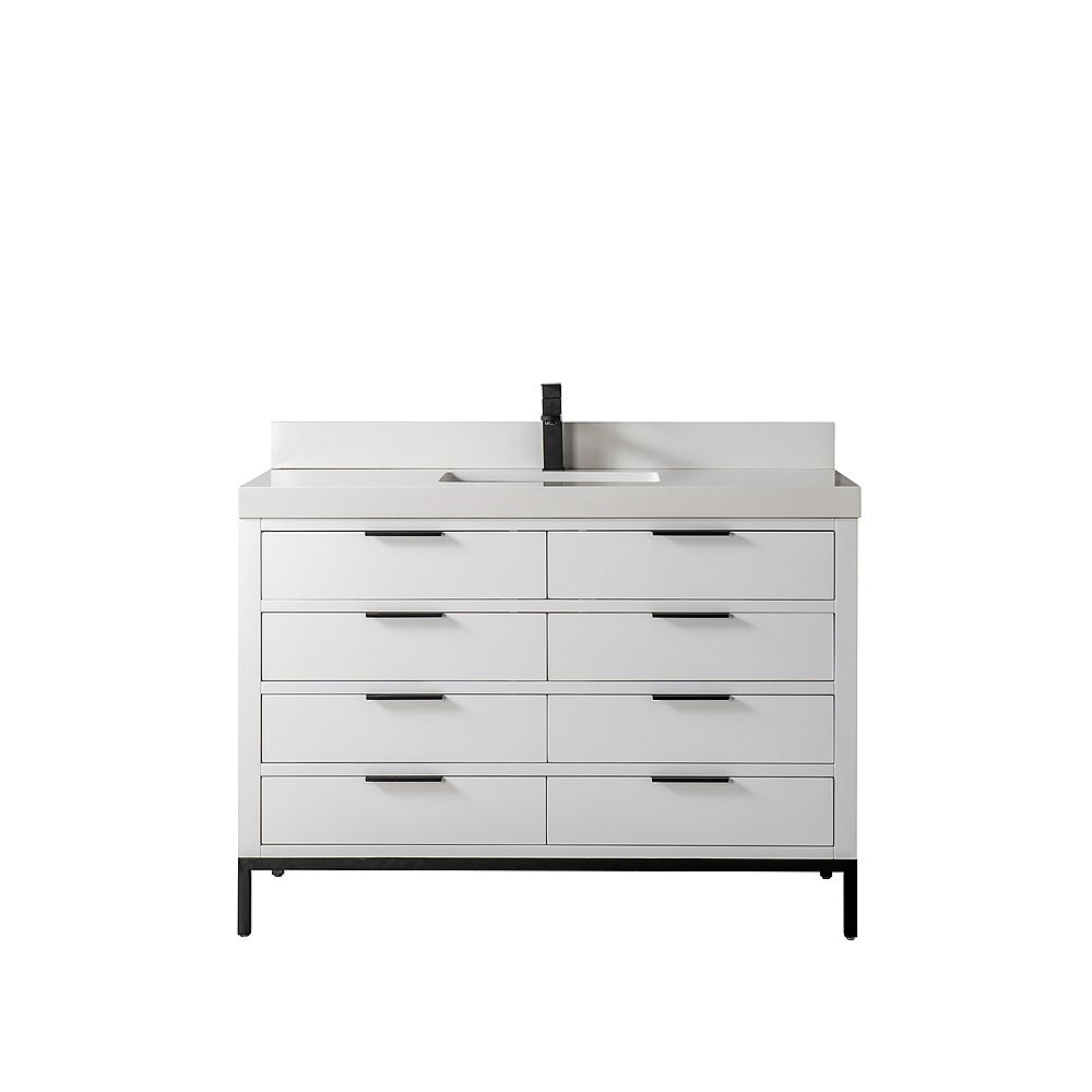 Jade Bath Eloise 48 inch Vanity with White Quartz Countertop, White