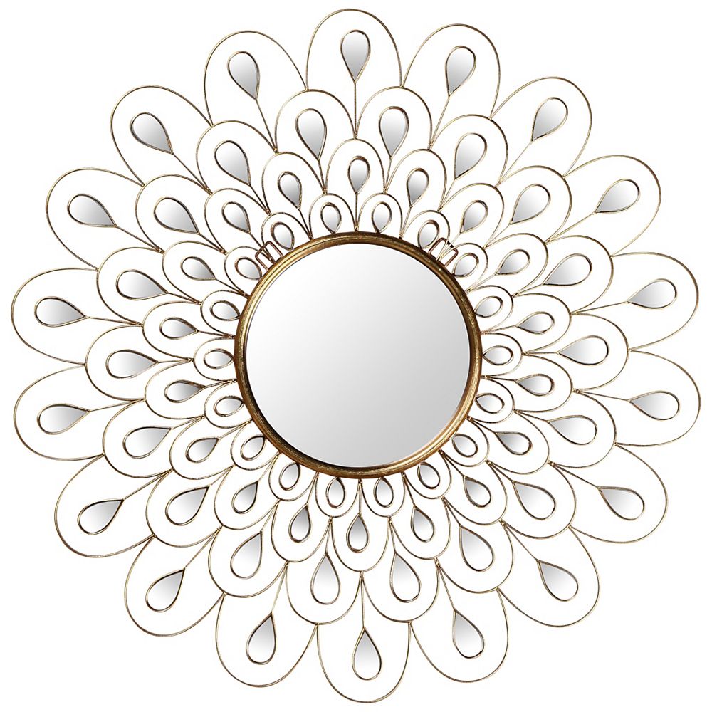 Empire Art Direct Flower Burst Bling Round Wall Mirror The Home Depot