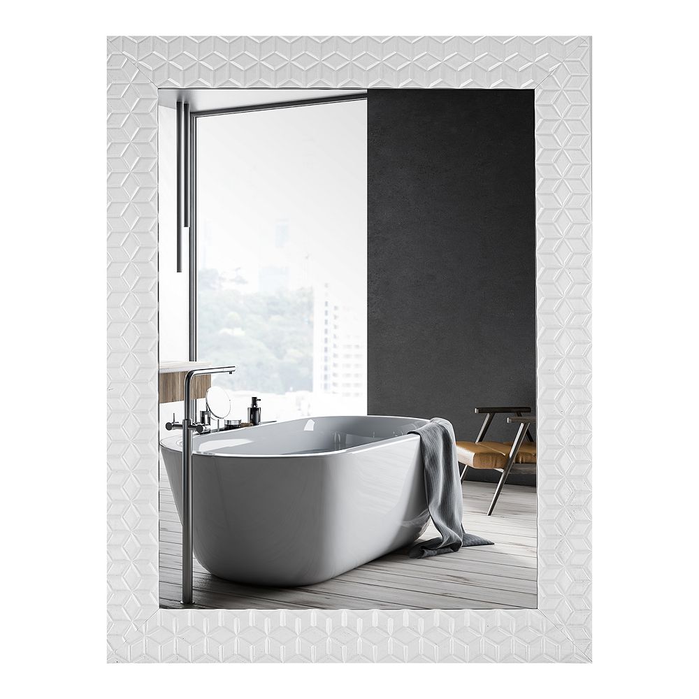 Art Maison Canada 25 X 33 Inch Wall Mirror White Patterned Modern Large Accent Decor For B The Home Depot Art Maison Canada 25 X 33 Inch Wall, Large Rectangular Wall Mirrors Canada