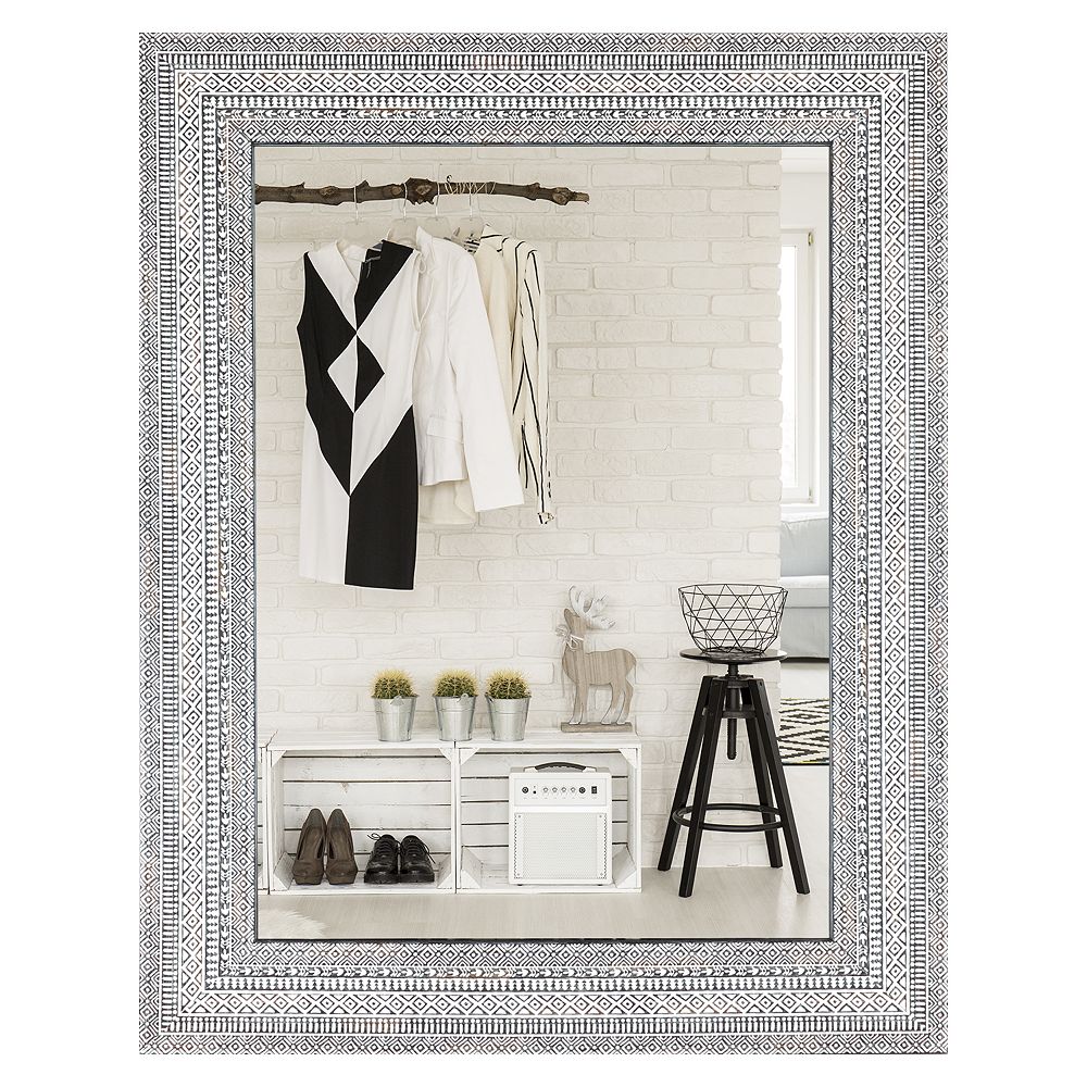 Art Maison Canada 27 5 X 35 Inch Bohemian Wall Mirror White And Grey Modern Large Accent The Home Depot Art Maison Canada 27 5 X 35 Inch, Large Rectangular Wall Mirrors Canada
