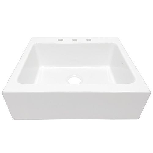 Anna Quick-Fit Drop-in Farmhouse Fireclay 26 in. 3-Hole Single Bowl Kitchen Sink in Crisp White