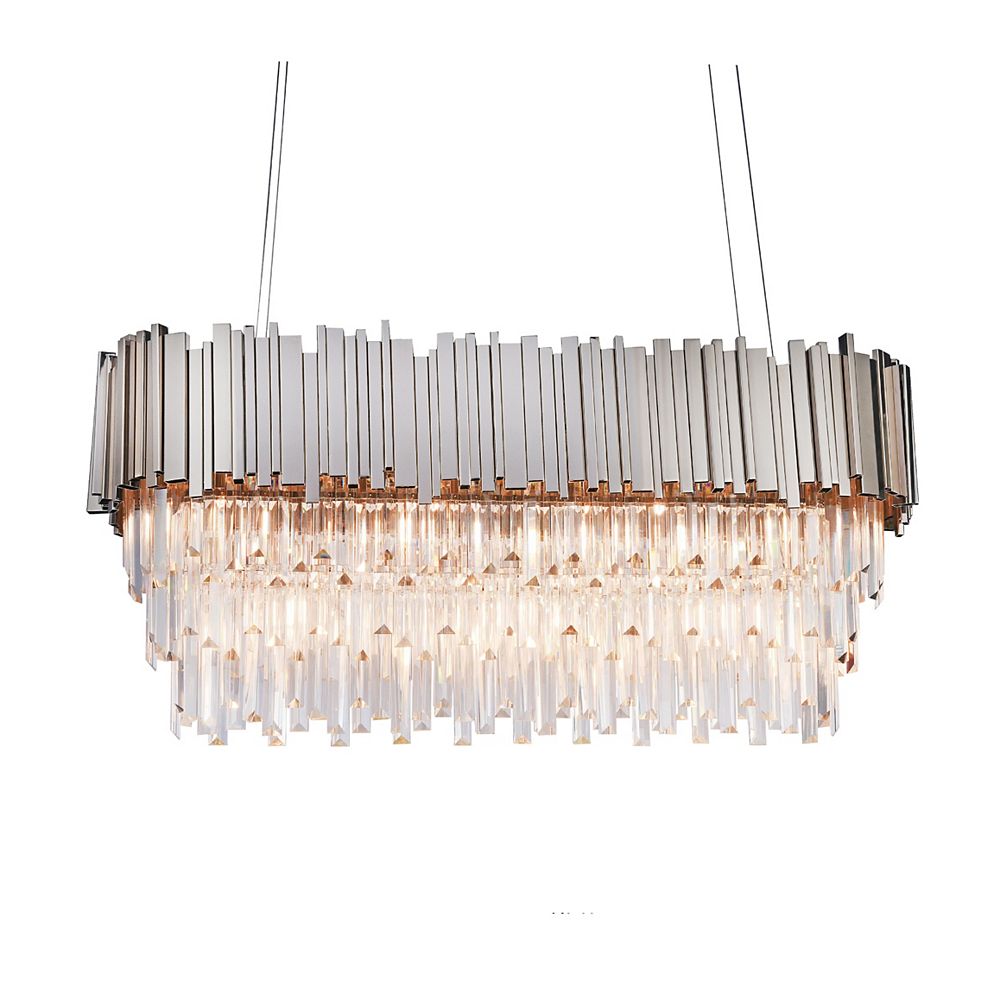 Living Design 7-Light Shiny Nickel Chandelier With Clear Crystal Drops ...