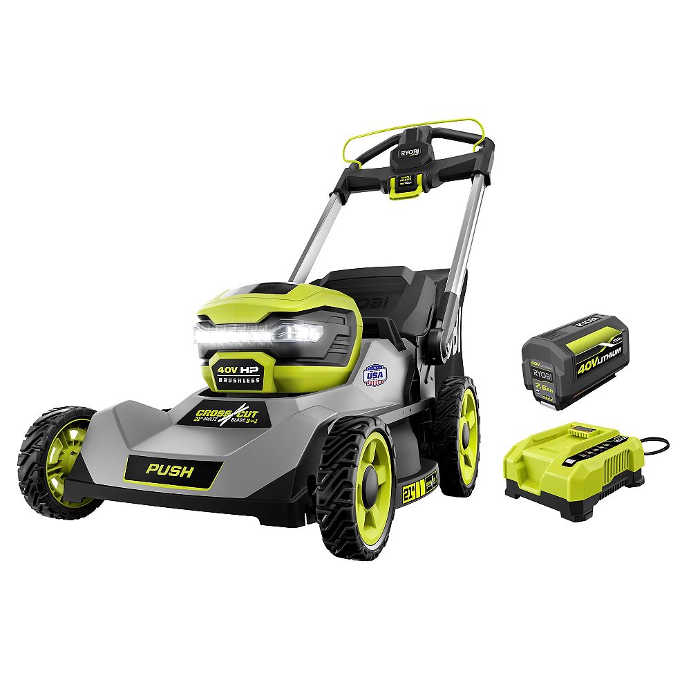 RYOBI 40V HP Brushless 21inch WalkBehind DualBlade Lawn Mower Kit