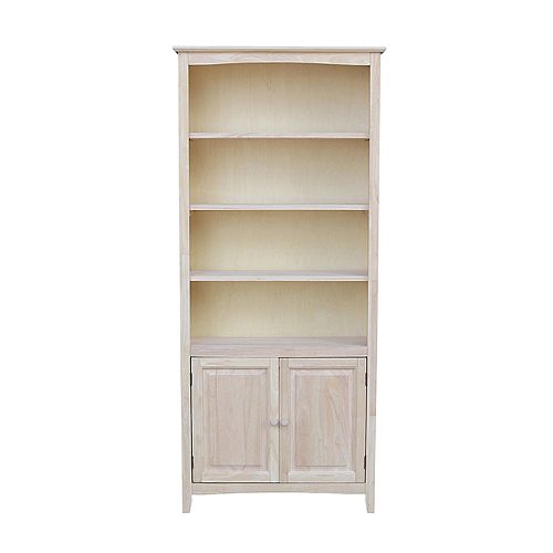 Unfinished Wood Bookcases Bookshelves, Unfinished Bookcase With Glass Doors