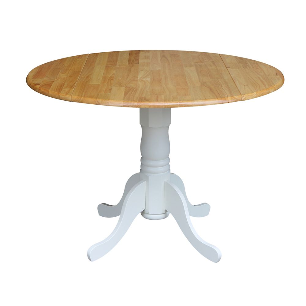 International Concepts White White 42 Round Dual Drop Leaf Ped Table   P 1001649345 