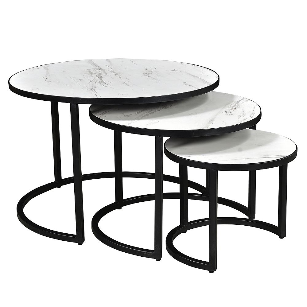 Nspire 3 Pc Coffee Table Faux Marble The Home Depot Canada