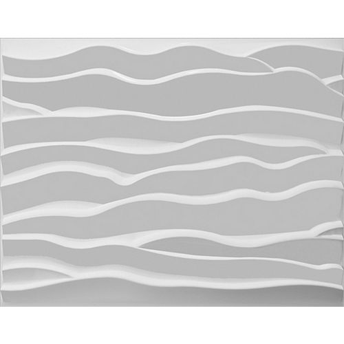 Dundee Deco Falkirk Fifer 31-inch x 25-inch Paintable Fiber 3D Decorative Wall Panel Off White Waves (5-Pack)