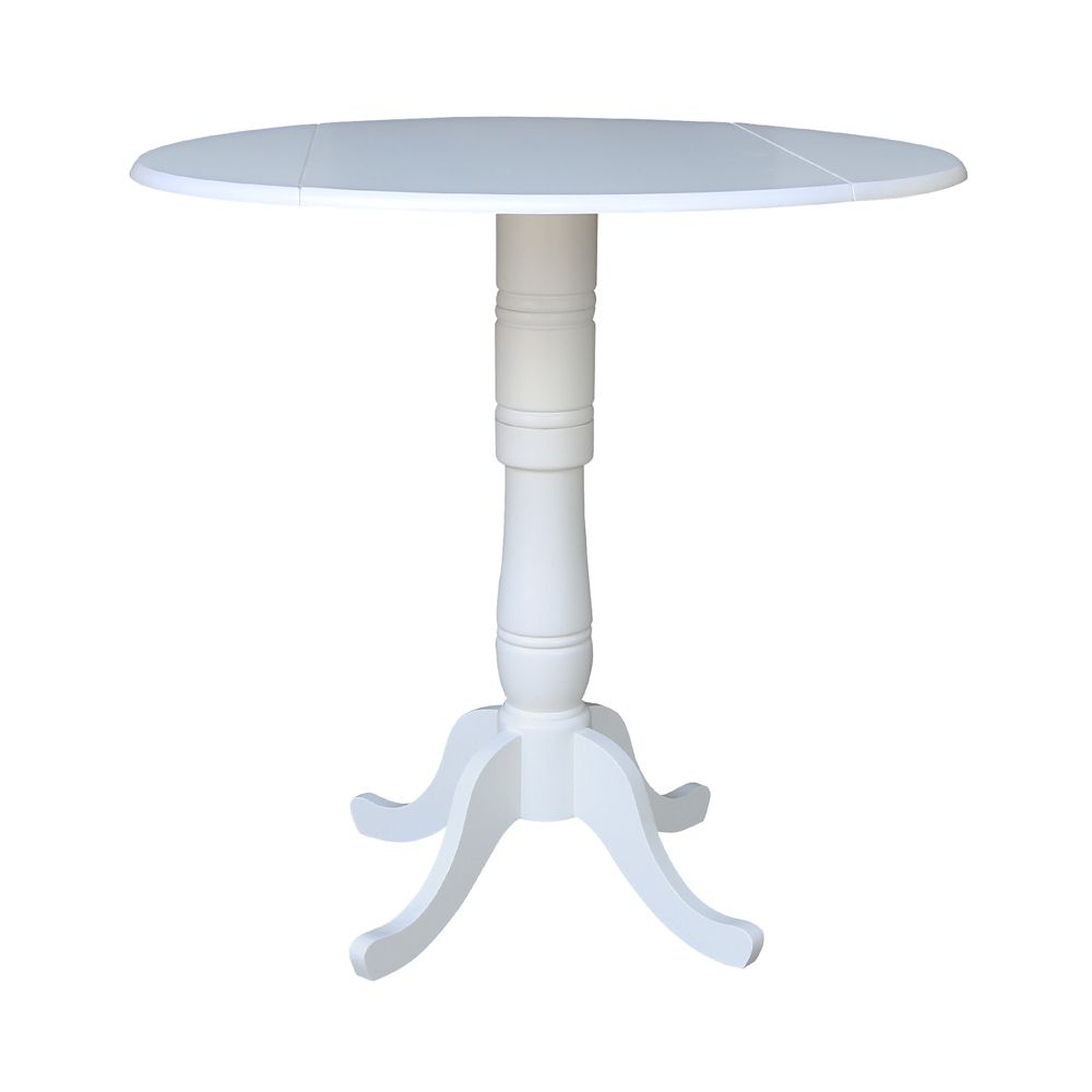 International Concepts White 42 Round Dual Drop Leaf Ped Table 41 5   P 1001650949 