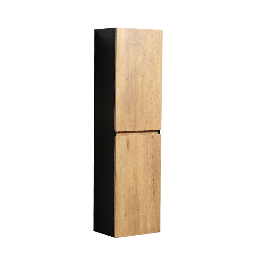 akuaplus WallMounted Linen 2 Doors Rustic Oak and Black