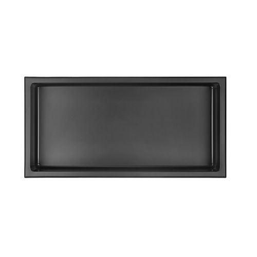 Bath Shower Niche - 12-inch x 24-inch, Stainless Steel - Matt Black