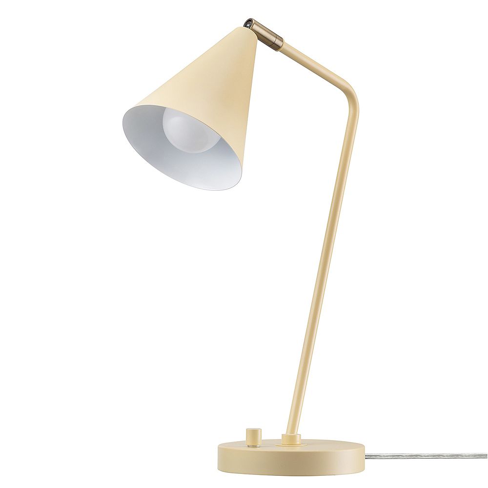 Globe Electric Emily 18" Desk Lamp, Matte Yellow, Brass Accents, White