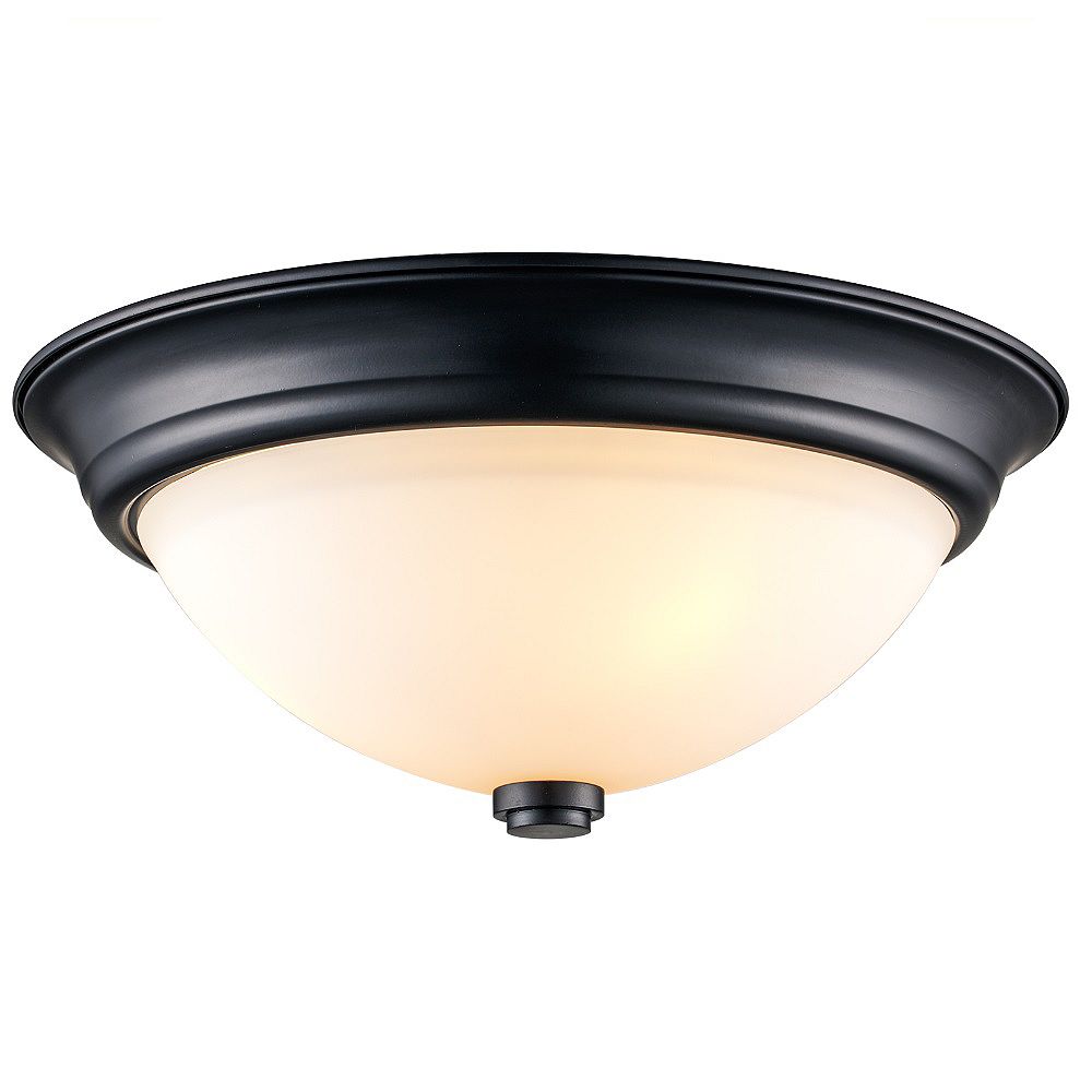 Bel Air Lighting Mod Pod 15 in. 3Light Black Flush Mount with Frosted Glass The Home Depot Canada