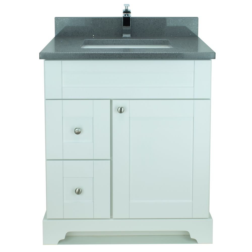 LUKX Bold Damian 24-inch Vanity In White Left Side Drawers With Crystal ...