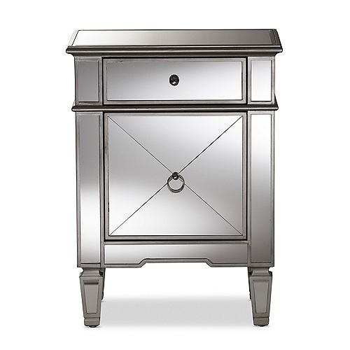 Mirrored Nightstands Bedside Tables, Monarch Mirrored Nightstand