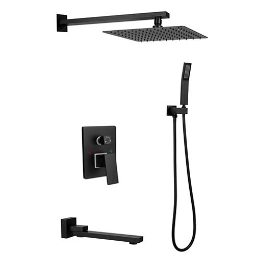 Boyel Living 10 inch Complete Shower System with Bath Tub Faucet in Matte Black