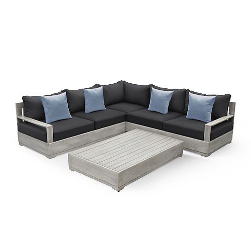 OVE Decors Beranda II 3PC Outdoor Setcional Set in Grey