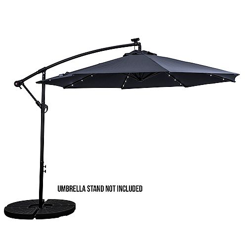 Sun-Ray 10' Offset Aluminum Solar Umbrella - Cross Base - Navy