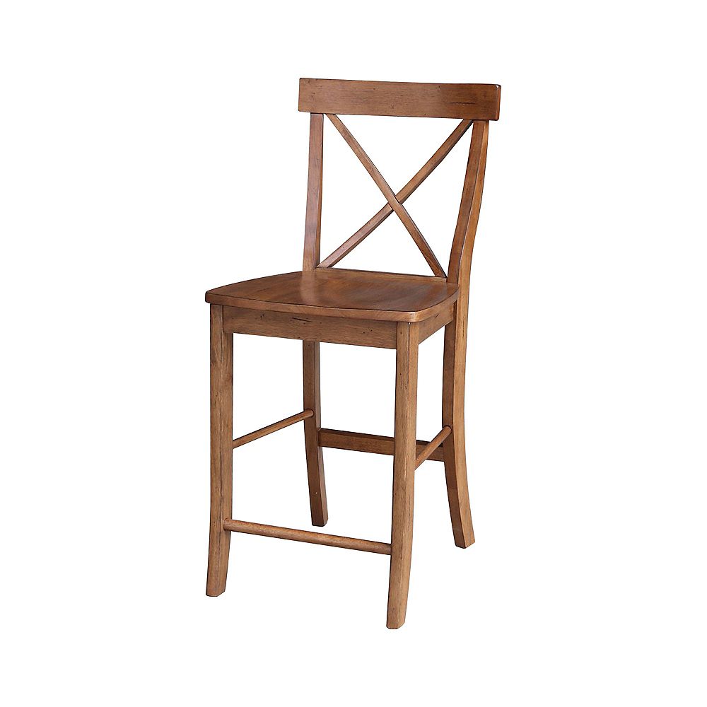 International Concepts Distressed Oak X-back Counterheight Stool - 24 