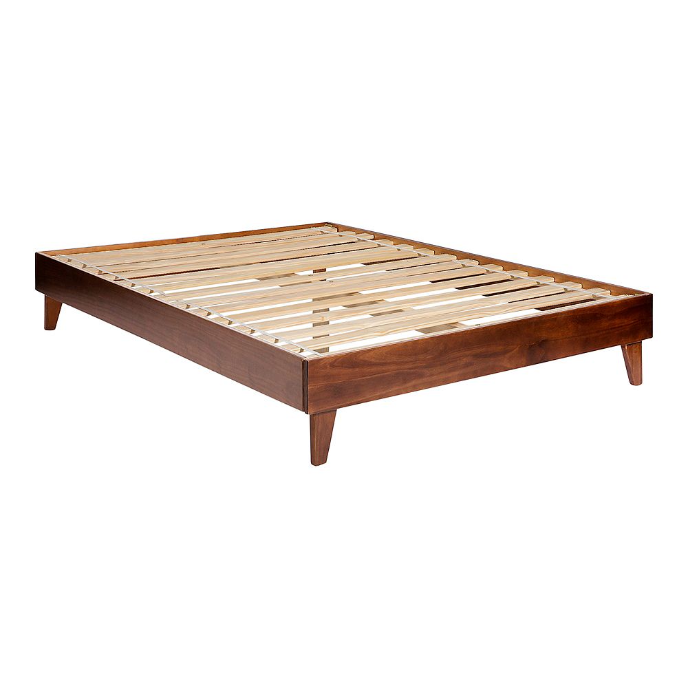 Walker Edison Solid Wood Queen Platform Bed Walnut The Home Depot