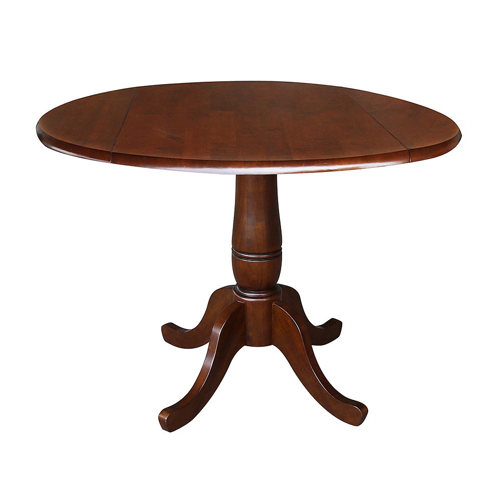 International Concepts Espresso 42 Round Dual Drop Leaf Ped Table 29