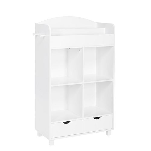 Cubby Storage Cabinet with Bookrack in White for Kids