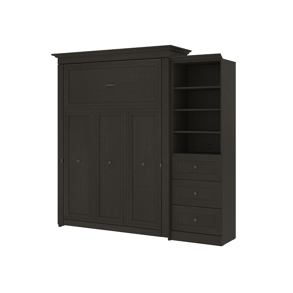 Bestar Versatile 93W Queen Murphy Bed and Shelving Unit w/ 3 Drawers deep grey The Home Depot