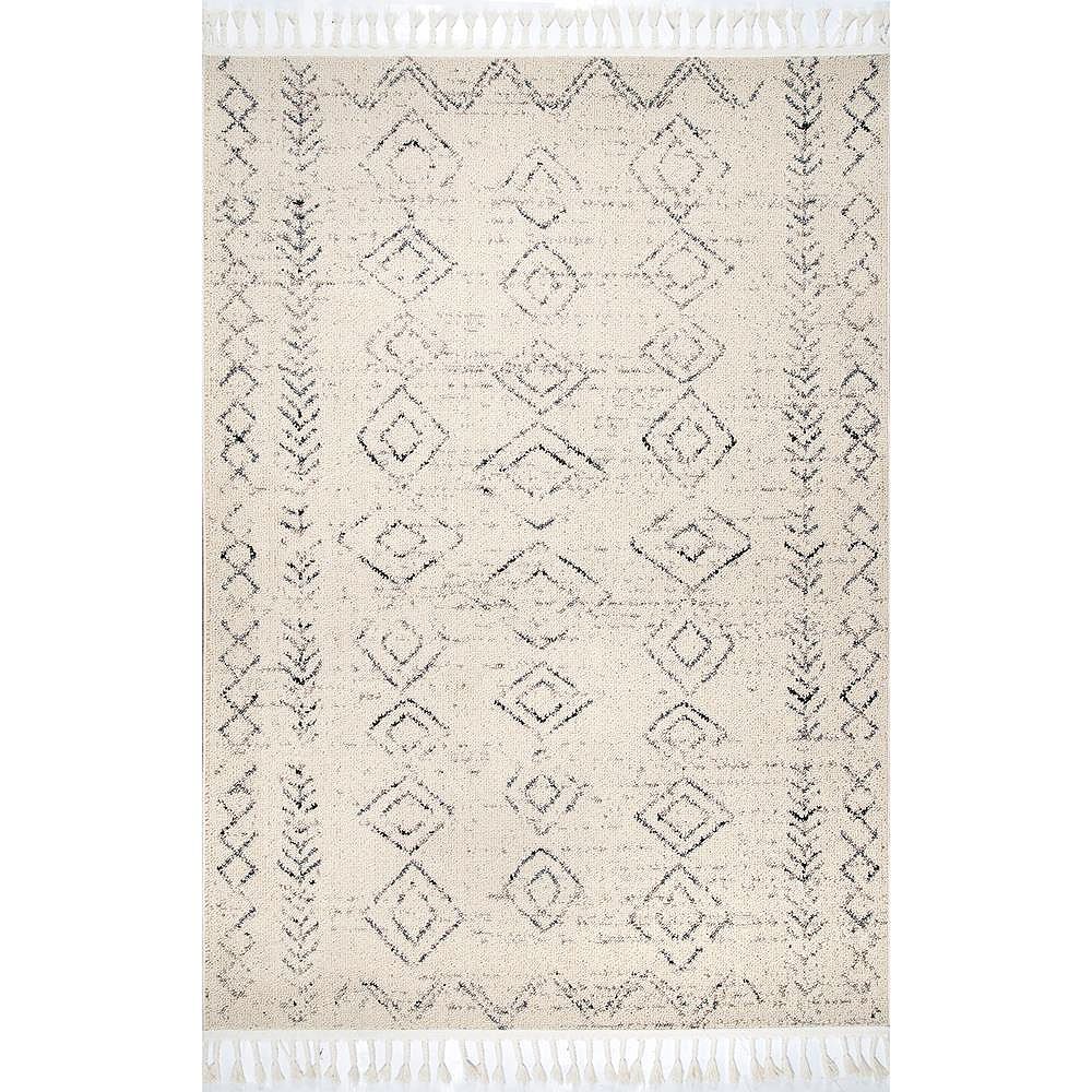 nuLOOM Meredith Moroccan Tassel Rug Ivory 9 ft. x 12 ft. Indoor Area