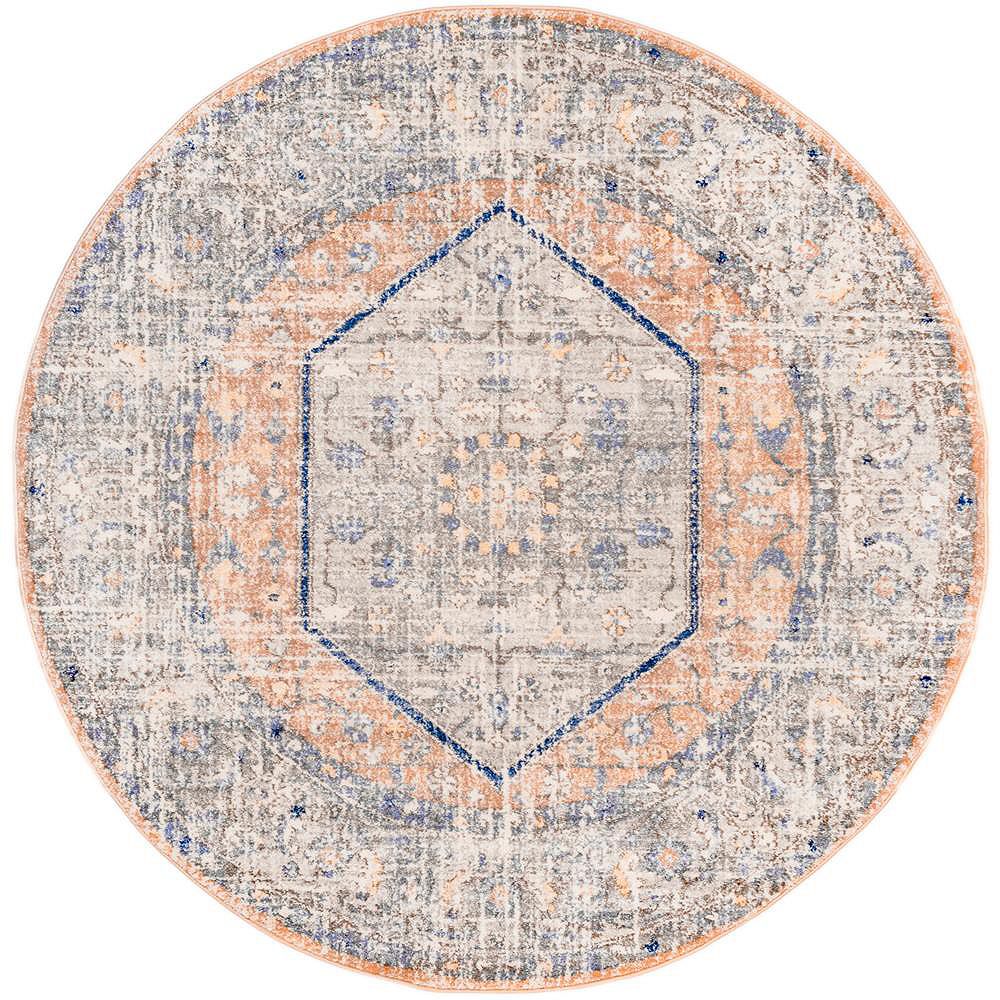 nuLOOM Vintage Jacquie Floral Peach 8 ft. Indoor Round Rug The Home