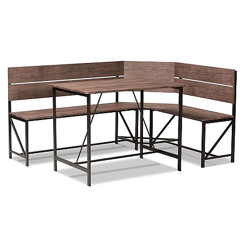 Marston 2-Piece Dining Nook Set in Brown and Black