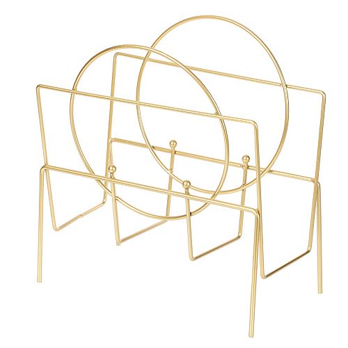 Gold Metal Modern Decorative Freestanding Floor Magazine Book Rack Storage Holder