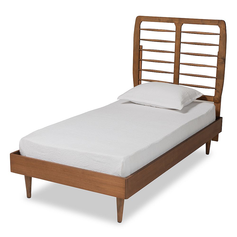 Baxton Studio Rayna Twin Platform Bed in Walnut Brown | The Home Depot ...