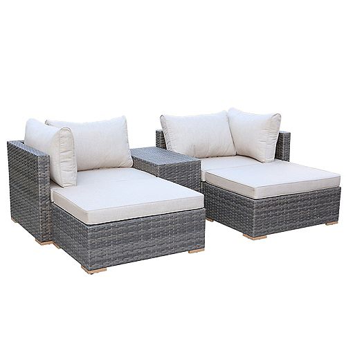 Allspace 5-Piece Metal Wicker Patio Set - Sunbrella Cushion(s) Included