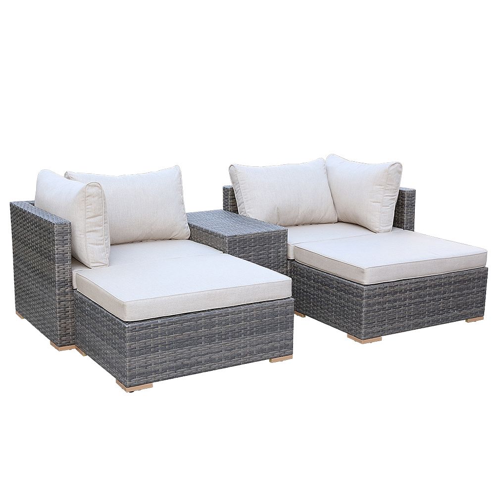 Allspace 5 Piece Metal Wicker Patio Set Sunbrella Cushion S Included The Home Depot Canada Allspace 5 Piece Metal Wicker, Patio Furniture With Sunbrella Cushions Canada