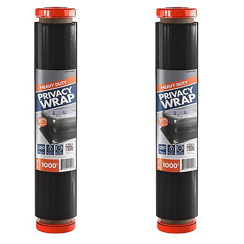 2 Pack Heavy-Duty Black Privacy Stretch Wrap